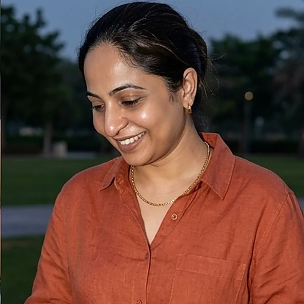Mubeena — outdoors at dusk, looking down